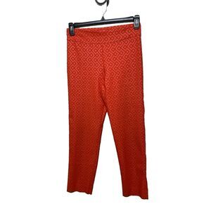 Krazy Larry Size 8 Womens Geometric Pull On Ankle Pants Red Orange Stretch Carzy